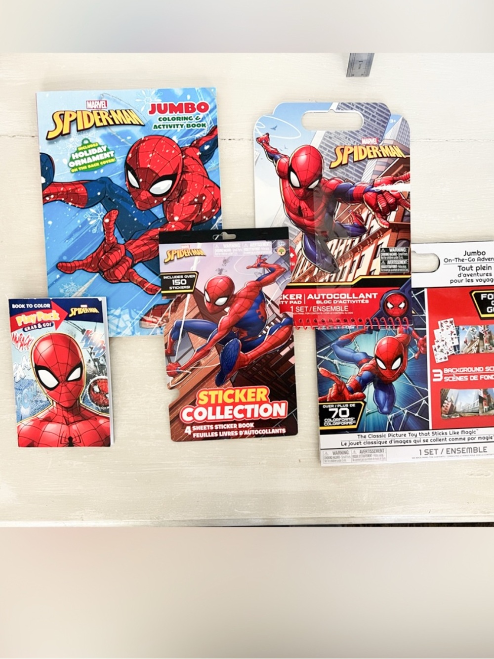 NEW Marvel Spider-Man Activity Bundle 5 Pc Coloring Books Stickers Fold & Go